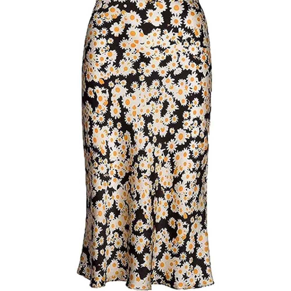 NWOT Satin midi skirt with floral detail size XL